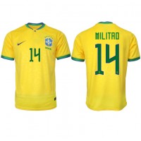 Camisa de Futebol Brasil Eder Militao #14 Equipamento Principal Mundo 2022 Manga Curta